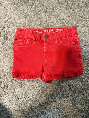 Cat & Jack Red Lace-Trim Girls' Shorts